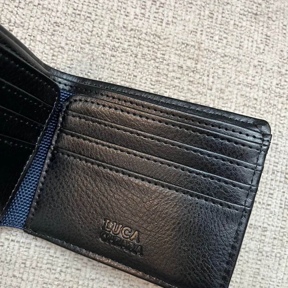 Luca Chiara GIO - NAVY VEGAN LEATHER/NYLON RFID BILLFOLD WALLET